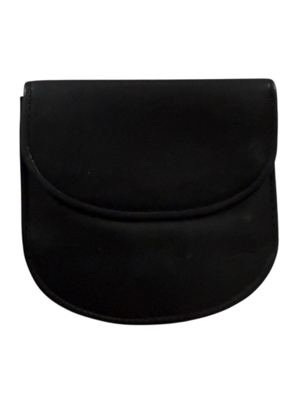 Lisa Loren Black Leather Coin Purse Wallet | Compact Snap Mini